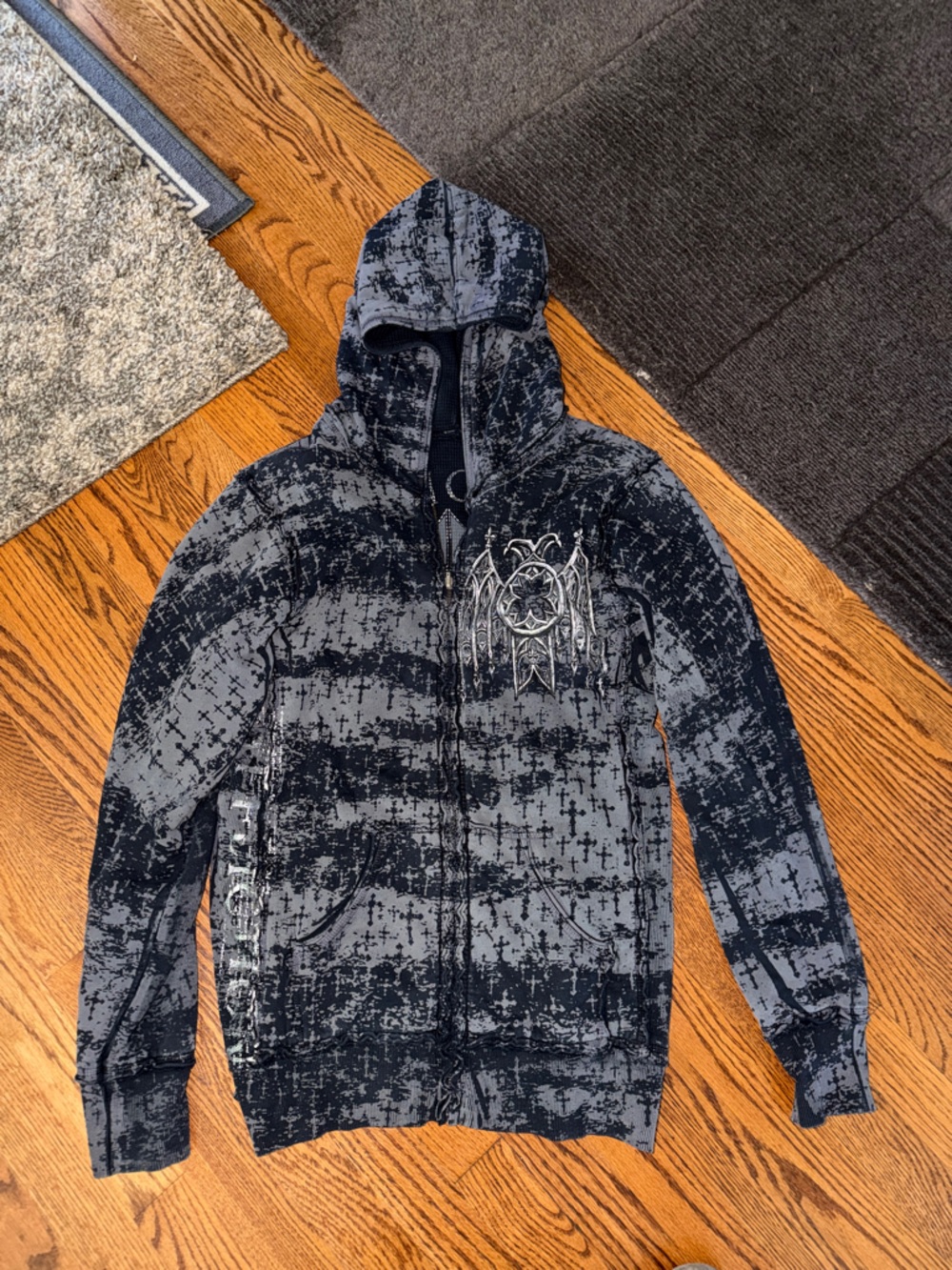 Reversible!! Affliction Decorative Gothic Wing in Black and White Grey